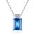 Blue CZ Baguette Geometry Elegant 925 Sterling Silver Necklace
