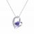Collier blanc / violet en argent 925 en forme de coeur pour les femmes