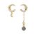 Asymmetry CZ Crescent Star Natural Quartz Shell Pearl 925 Sterling Silver Dangling Earrings
