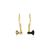 Fashion CZ Black Epoxy Axe 925 Sterling Silver Dangling Hoop Earring (Single)