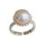 Women Round Shell Pearl Flower Border 925 Sterling Silver Adjustable Ring