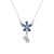 Lady Blue Flower CZ Tassels S999 Sterling Silver Necklace