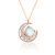 Lady Natural Moonstone Crescent Moon CZ 925 Sterling Silver Necklace