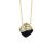 Women Black Natural Agate CZ Square Button 925 Sterling Silver Necklace