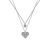 Honey Moon Geometry CZ Heart Double Layers 925 Sterling Silver Necklace