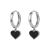 Honey Moon Black Heart 925 Sterling Silver Hoop Earrings