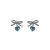 Women Blue CZ Heart Bow-Knot 925 Sterling Silver Stud Earrings