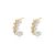 Geometry CZ Shell Pearl C Shape 925 Sterling Silver Hoop Earrings