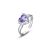 Honey Moon Blue Purple Fading CZ Heart 925 Sterling Silver Adjustable Ring