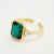 Geometry Green CZ Emerald Square 925 Sterling Silver Adjustable Ring