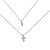 Fashion Double Layers Oval CZ Cross Curb Chain 925 Sterling Silver Necklace