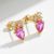 Women Pink Watedrop CZ 925 Sterling Silver Stud Earrings