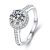 Modern Round Four Claw Moissanite CZ 925 Sterling Silver Adjustable Ring