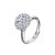 Office Round Moissanite CZ Flower 925 Sterling Silver Adjustable Ring