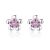 Beautiful Red Pink CZ Plum Blossom Flower S999 Sterling Silver Stud Earrings
