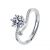Women Round Six Claw Moissanite CZ 925 Sterling Silver Adjustable Ring