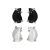 Fashion Waterdrop Natural Black Agate White Cat's Eye 925 Sterling Silver Stud Earrings