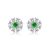 Women Round Natural Green Jade CZ Snowflake 925 Sterling Silver Adjustable Ring