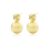 Simple Matting Gold CZ Cross Round Ball 925 Sterling Silver Stud Earrings