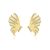 Girl CZ Border Matting Gold Flying Butterfly 925 Sterling Silver Stud Earrings