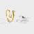 Fashion Round Natural Pearl Fork CZ Knife 925 Sterling Silver Adjustable Ring