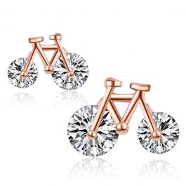 .925 Sterling Silver Small Bicycle Stud Earrings 5/16 inch 