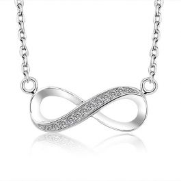 Fashion Infinity White CZ 925 Sterling Silver Necklace  $13.69 For Sale [categories]
