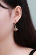 Elegant Sunflower Lucky CZ Clover Created Ruby 925 Sterling Silver Dangling Earrings