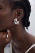 Fine Jewelry Electroforming Geometry Women Hollow Three C Shape Tube S999 Sterling Silver Huggie Caged Studs Earrings